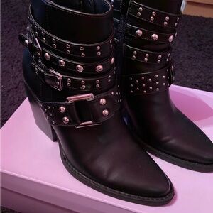 Madden Girl Black Studded Heeled Boots